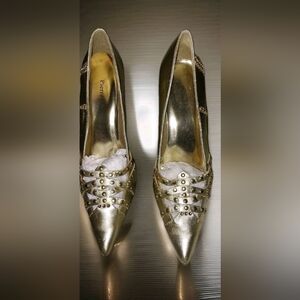 Pierre Dumas Metallic Gold Heels